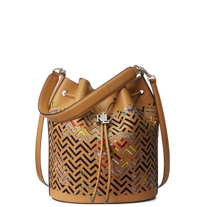 Lauren Ralph Lauren Perforated Leather Andie Drawstring Bag